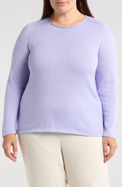 Raglan Sleeve Organic Cotton Blend Sweater (Plus)