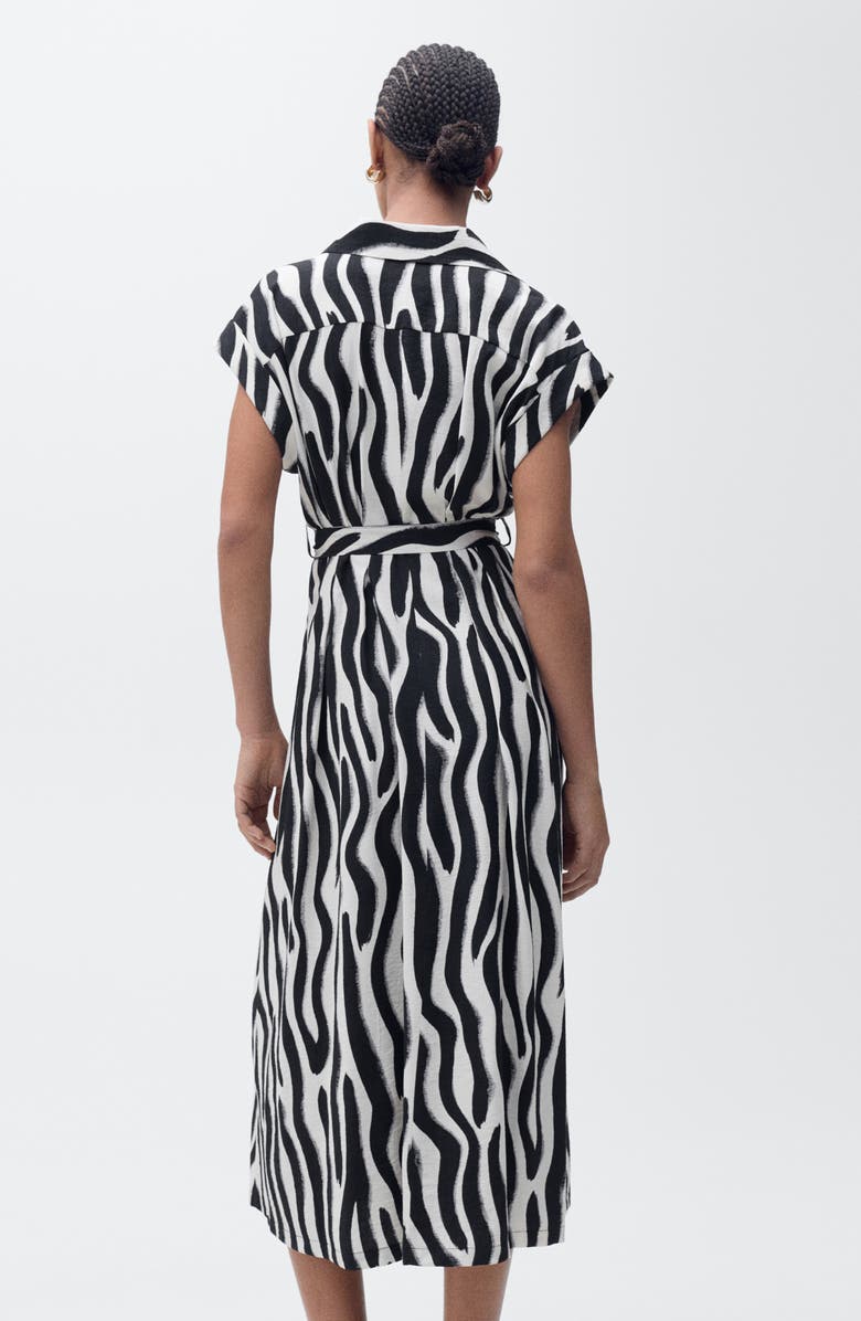 MANGO Zebra Print Belted Midi Shirtdress, Alternate, color,