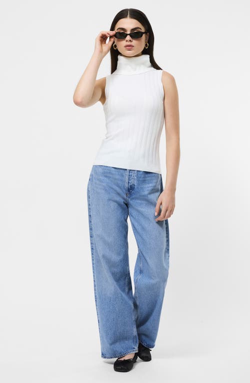 French Connection Rib Turtleneck Sleeveless Sweater In White