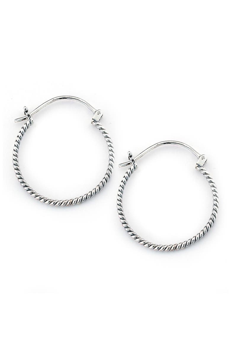 Sterling Silver Twisted Hoop Earrings, Main, color, SILVER