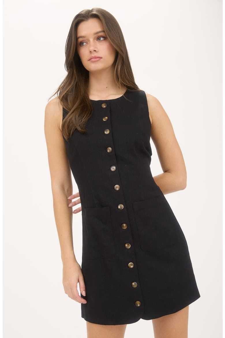 Button Front Minidress, Alternate, color, BLACK