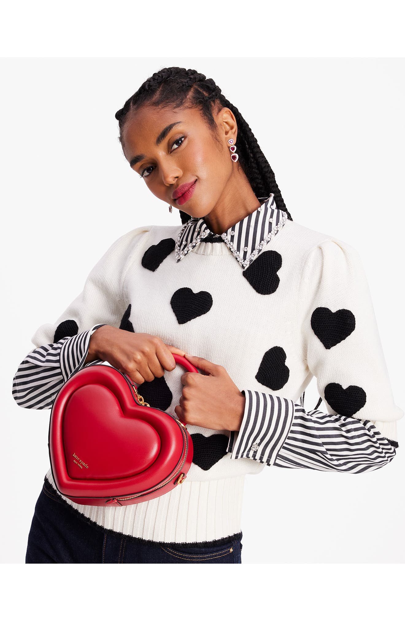 3d heart leather crossbody bag, Alternate, color, PERFECT CHERRY