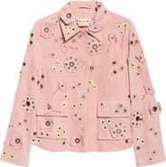 Marni Floral Appliqué Suede Cargo Jacket