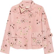 Marni Floral Appliqué Suede Cargo Jacket