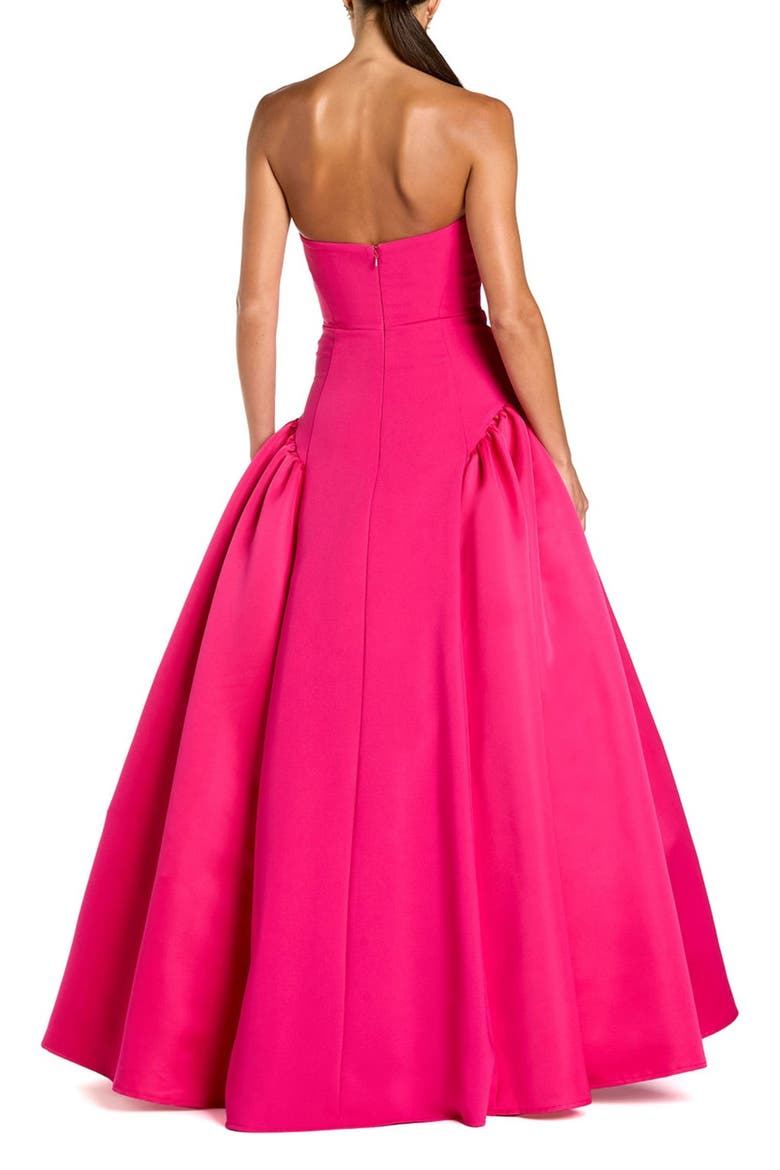 Strapless Sweetheart Crepe Gown With Satin Skirt, Alternate, color, Hot Pink