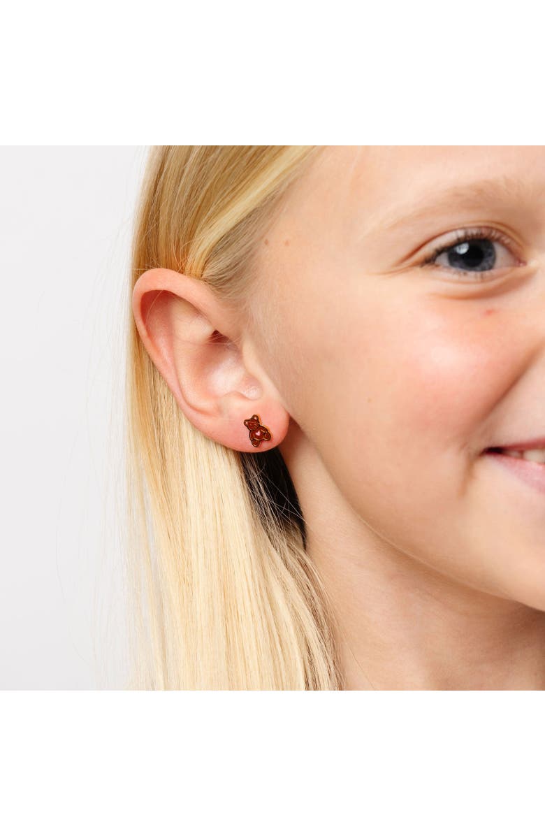 Pip Pop Teddy Bear Stud Earrings, Alternate, color, Brown