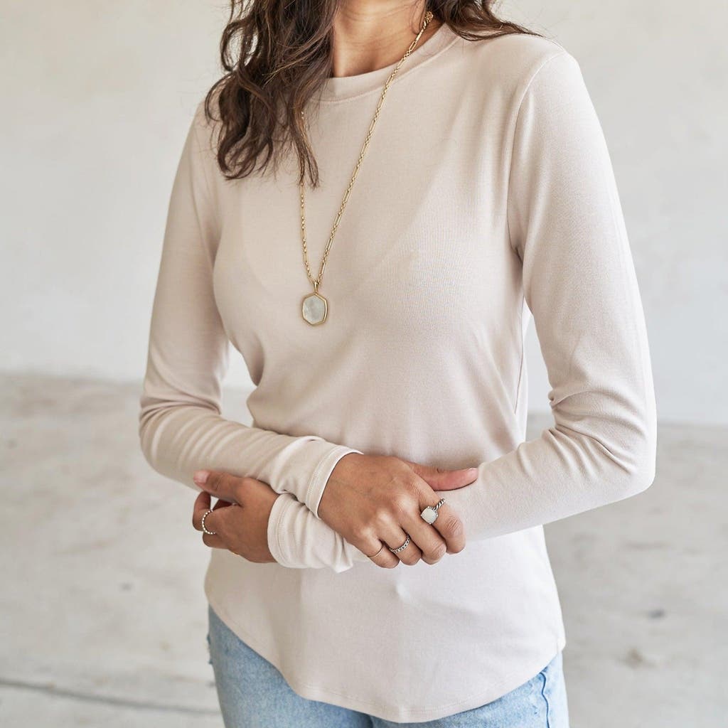 Eavolu Garda Long Sleeve Top In Bone