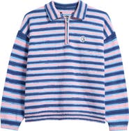 Billionaire Boys Club Curve Stripe Cotton Quarter Zip Graphic Sweater