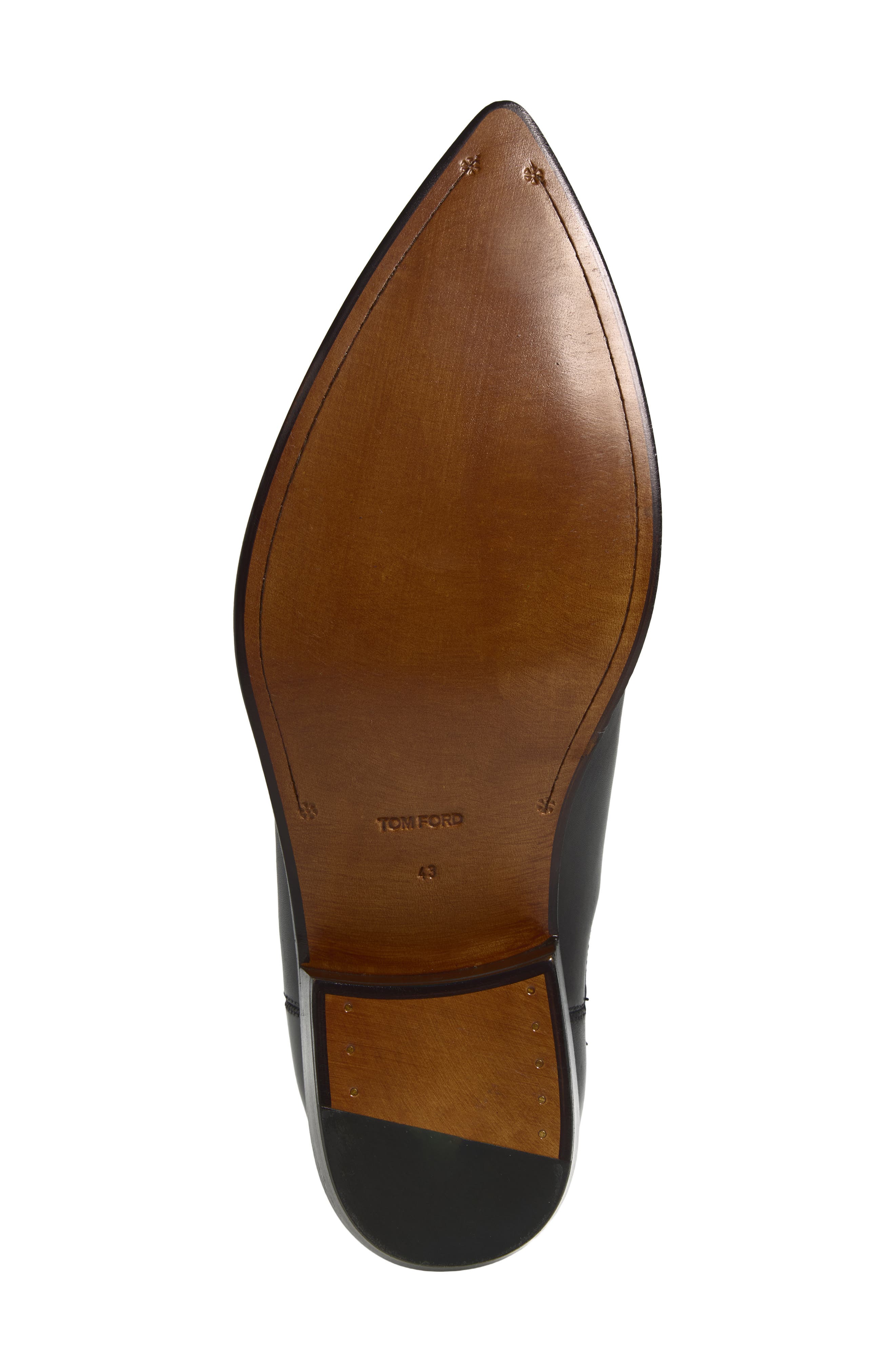 Dagger Burnished Leather Pointed Toe Chelsea Boot, Alternate, color, NAA BLACK