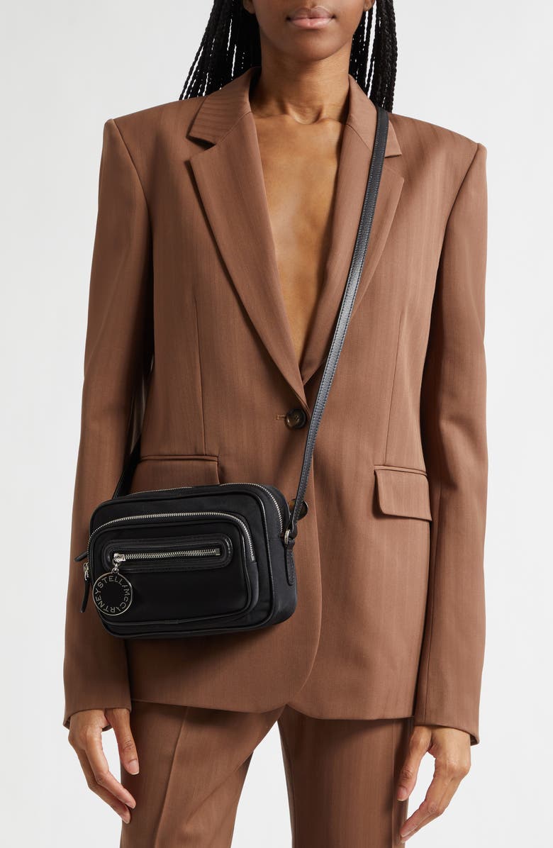 Stella McCartney Dartmoor Nylon Crossbody Bag, Alternate, color, Ultra Black