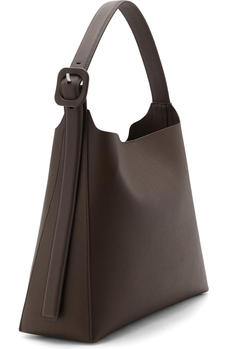 MANGO Buckle Faux Leather Shopper Bag, Alternate, color, Chocolate
