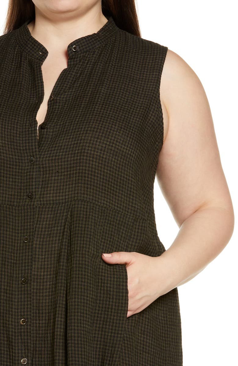 Eileen Fisher Band Collar Sleeveless Organic Linen Shirtdress, Alternate, color, 