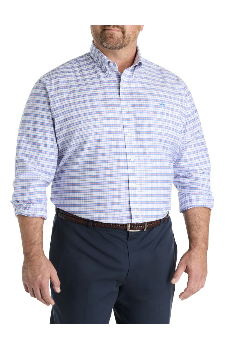 Brooks Brothers Big & Tall Non-Iron Oxford Check Sport Shirt, Main, color, White Regatta