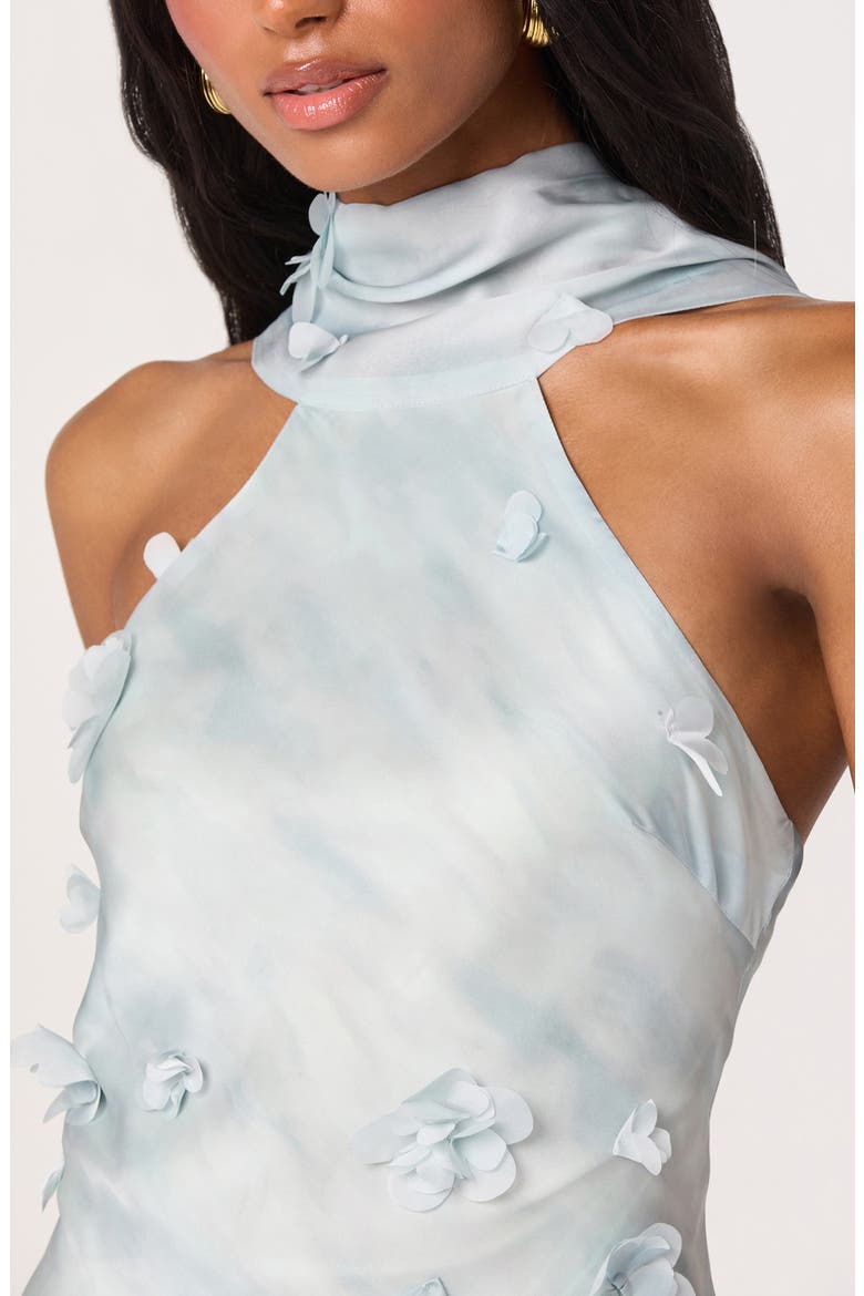 Ashley Floral Appliqué High Neck Slipdress, Alternate, color, SEAFOAM