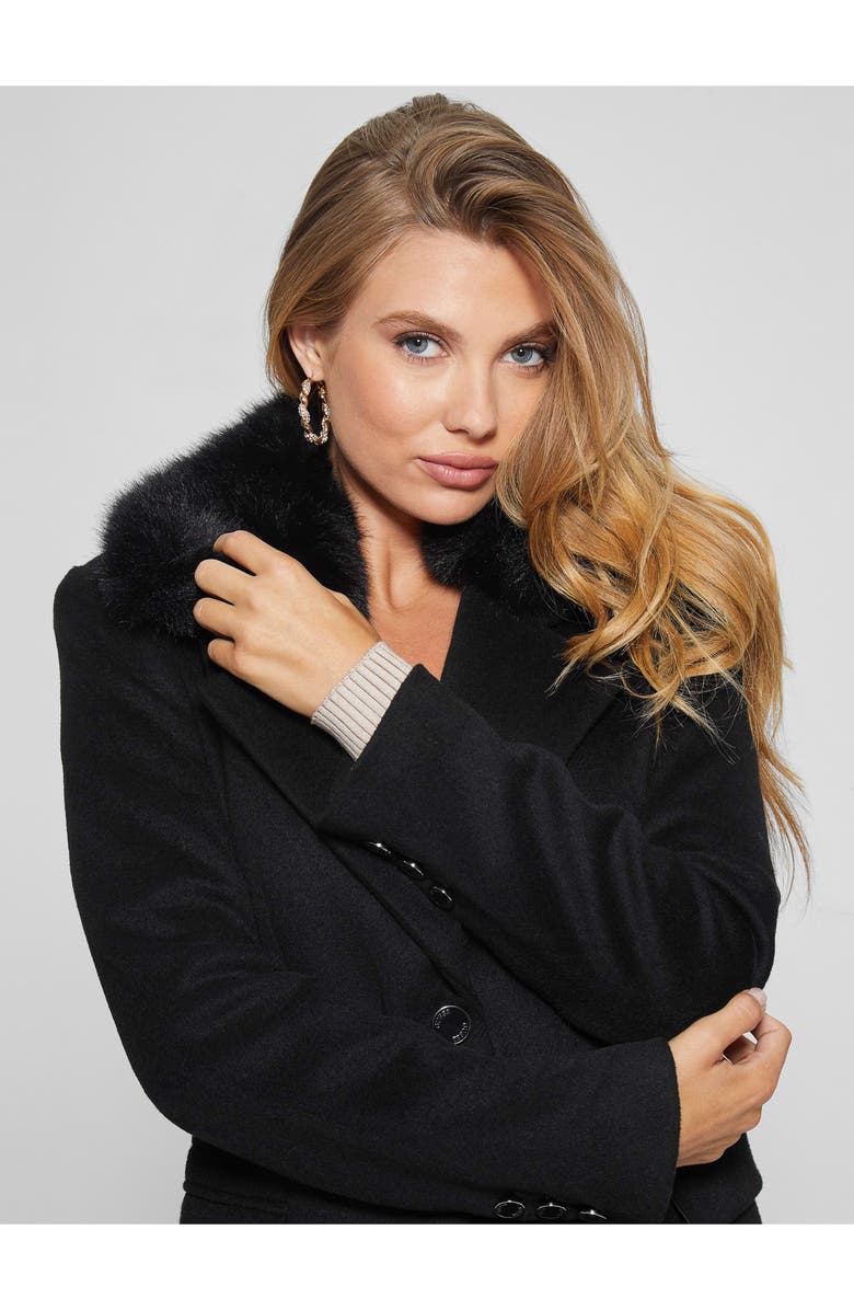 GUESS New Laurence Coat with Detachable Faux Fur Collar, Alternate, color,