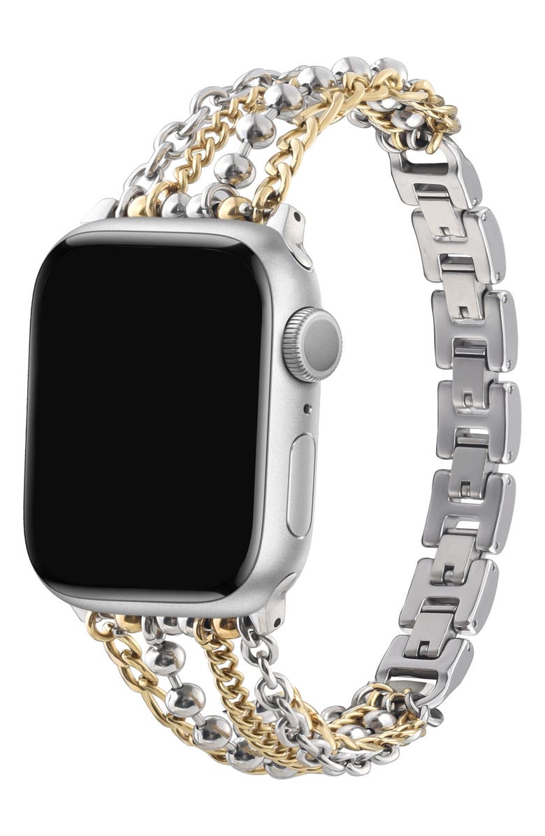 The Posh Tech Olivia Apple Watch<sup>®</sup> Bracelet Watchband, Alternate, color, Silver/ Gold