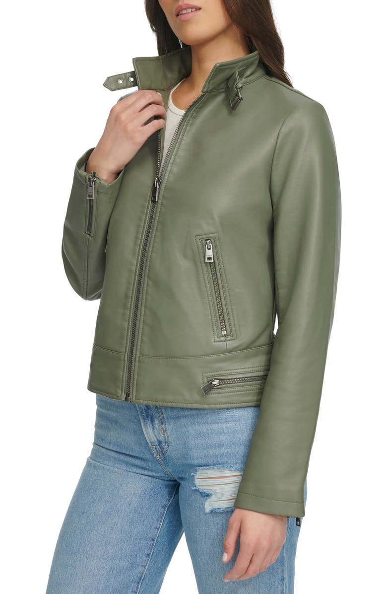 Levi's <sup>®</sup> Women's Faux Leather Racer Jacket, Alternate, color, Sage