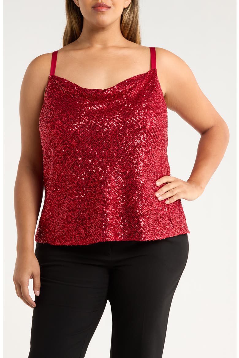 Sequin Cowl Neck Camisole, Main, color, CLARET