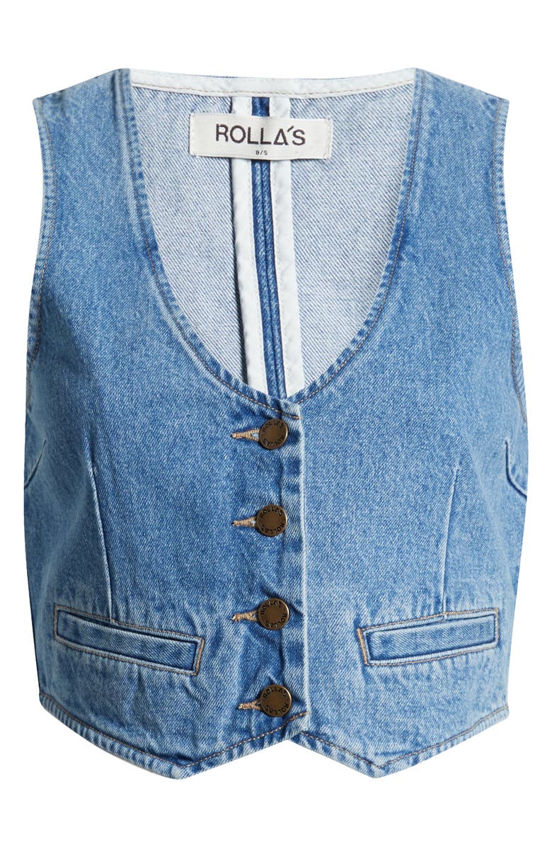 Rolla’s Dallas Denim Vest, Alternate, color, Mid Vintage Blue