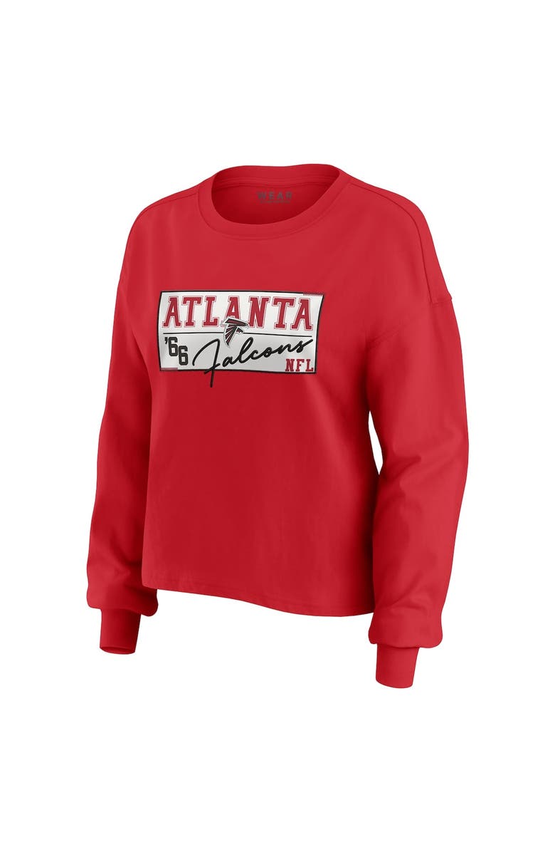 WEAR by Erin Andrews Women's WEAR by Erin Andrews Red Atlanta Falcons Heavy Rugby Jersey Long Sleeve T-Shirt & Shorts Lounge Set, Alternate, color, Red