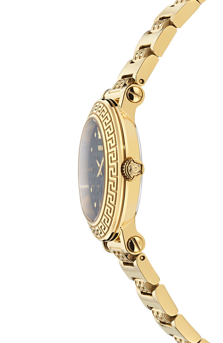 Versace Greca Sphere Petite Bracelet Watch, 30mm, Alternate, color, Yellow Gold
