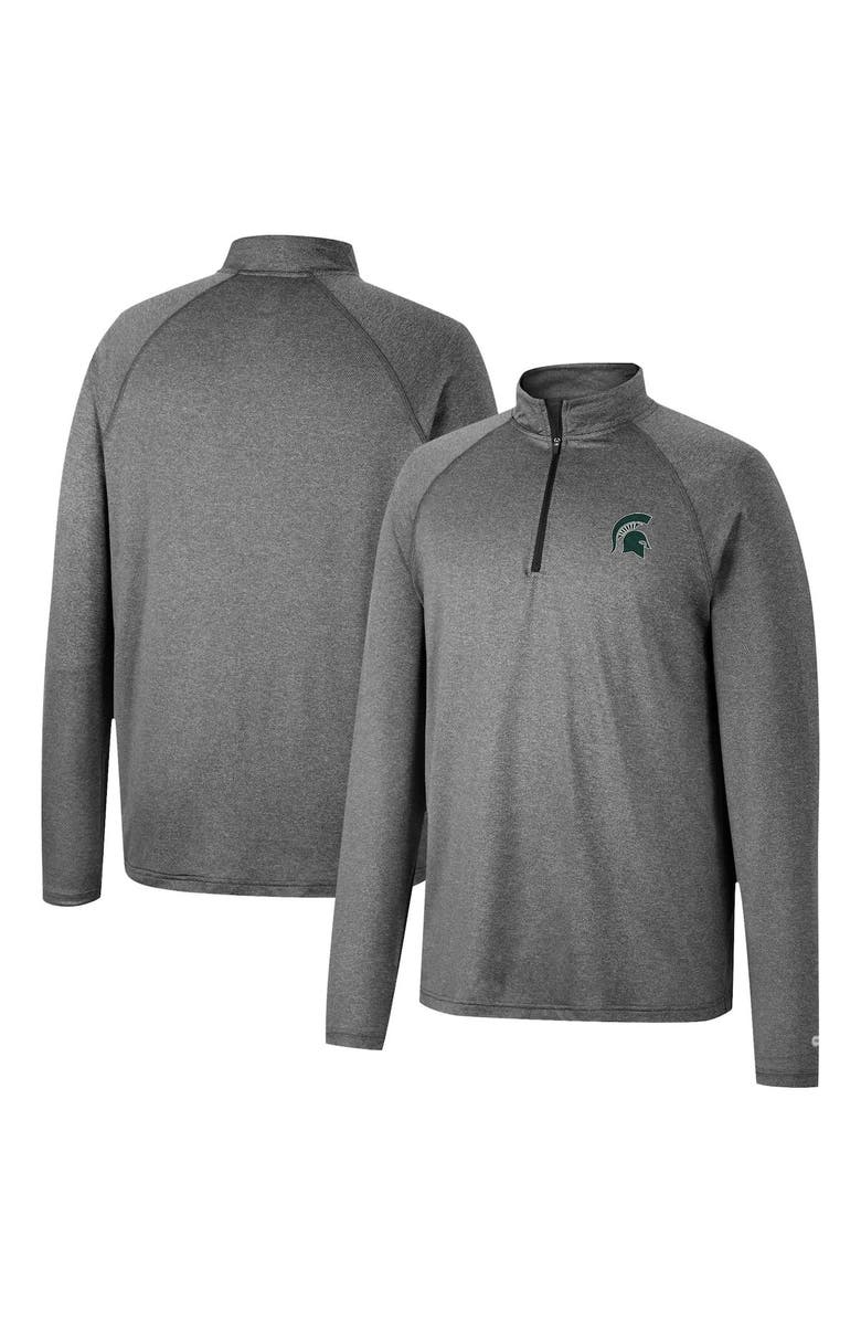 COLOSSEUM Men's Colosseum Heathered Gray Michigan State Spartans Earth First Raglan Quarter-Zip Windshirt, Main, color, 