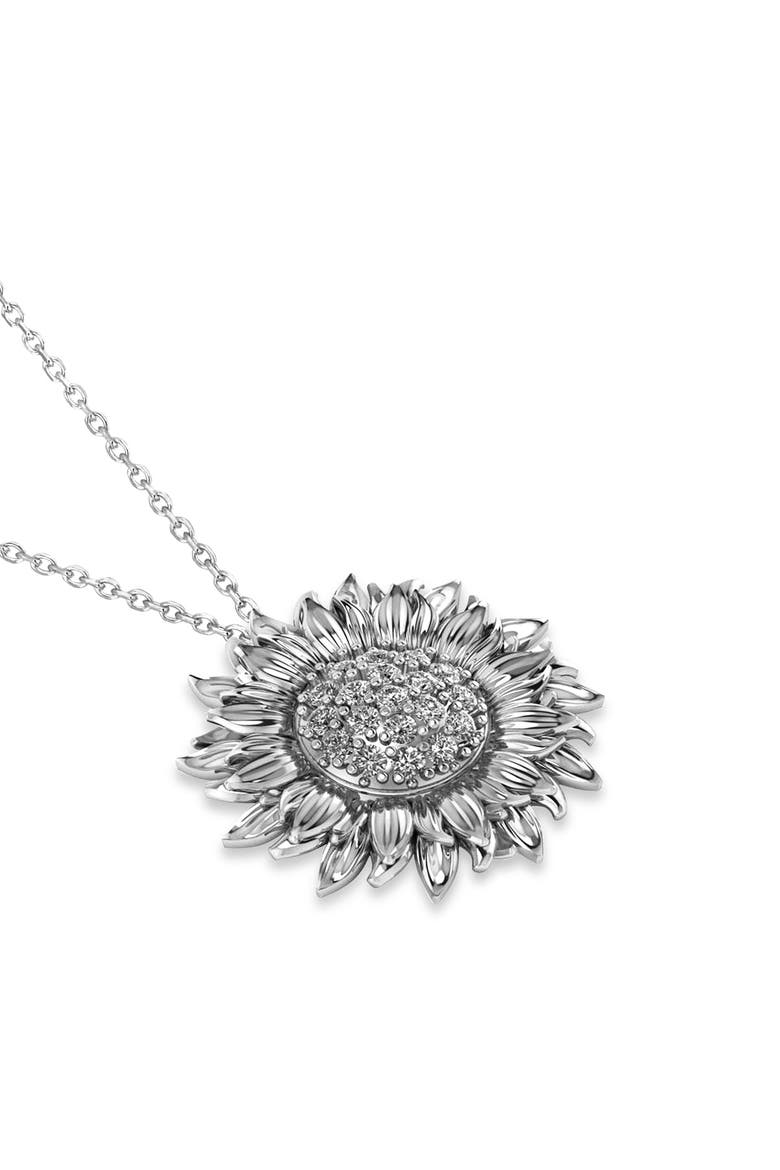Sunflower Diamond Pendant Necklace 14k, Alternate, color, 0.38ct,White Gold