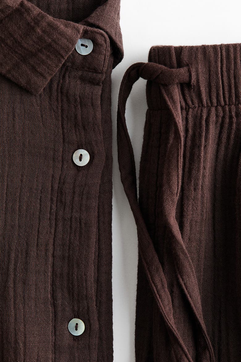 Cotton Muslin Pajamas, Alternate, color, Dark brown