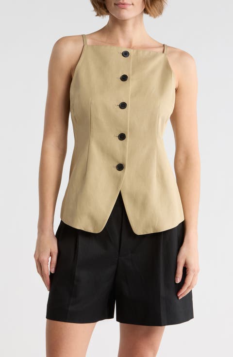 Harlow Square Neck Drapey Twill Vest