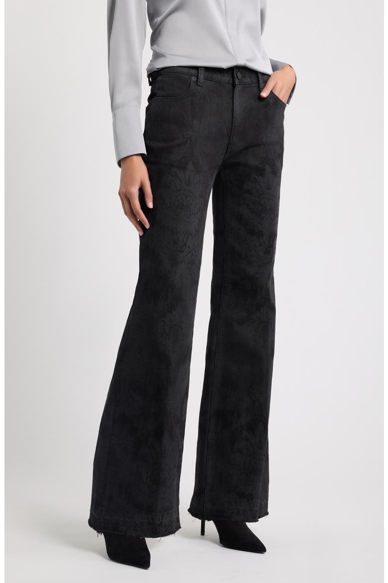 Zane Damask High Waist Bootcut Jeans, Main, color, BLACK MULTI