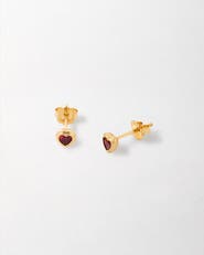 Edge of Ember Solid Gold Heart Ruby Stud Earrings