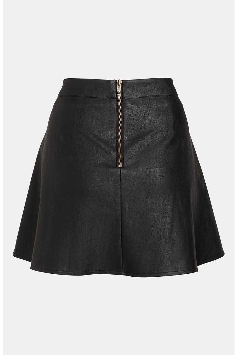 ASTR Faux Leather Skater Skirt, Alternate, color, BLACK