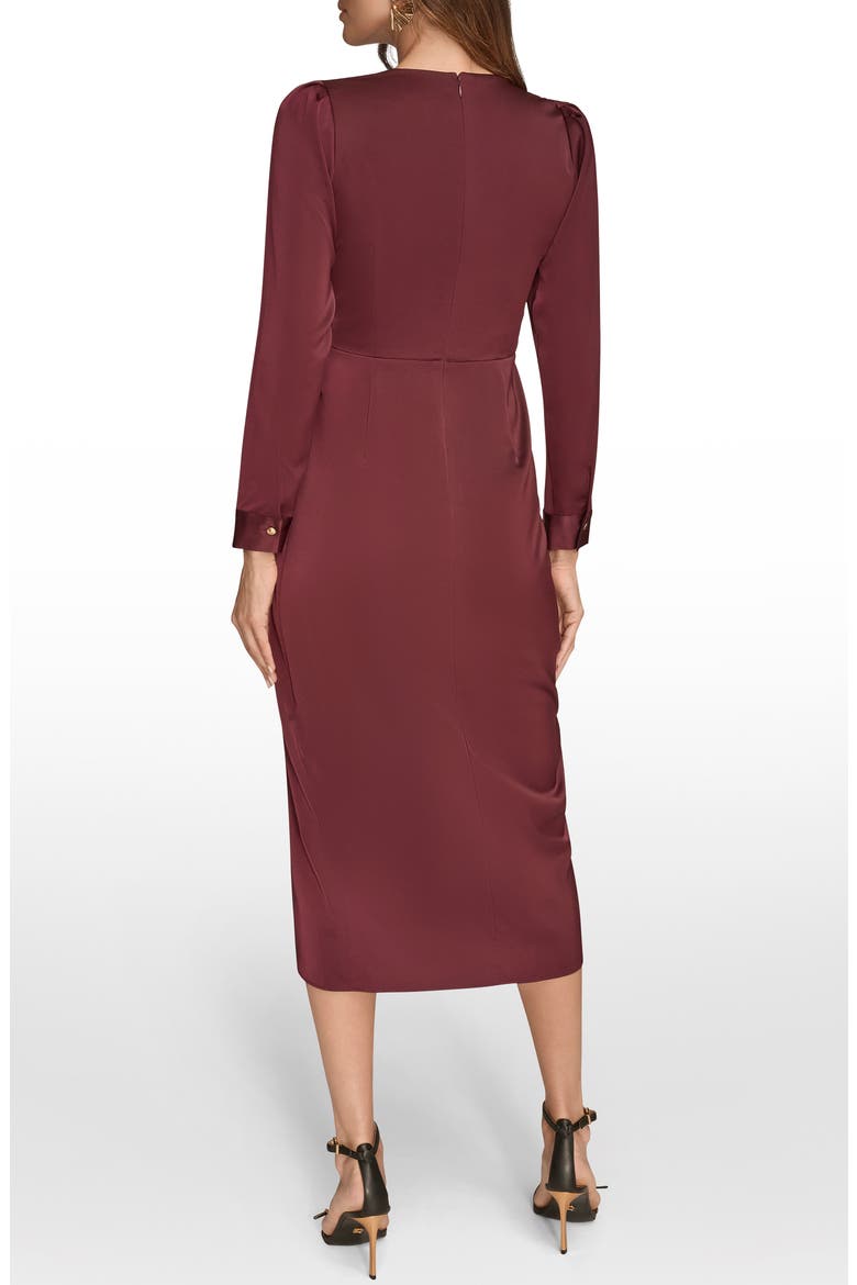 Long Sleeve Satin Faux Wrap Dress, Alternate, color, BERRY