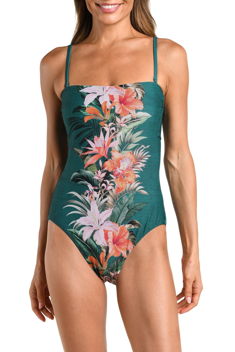 Courtyard Band One-Piece Swimsuit, Main, color, JUNGLE