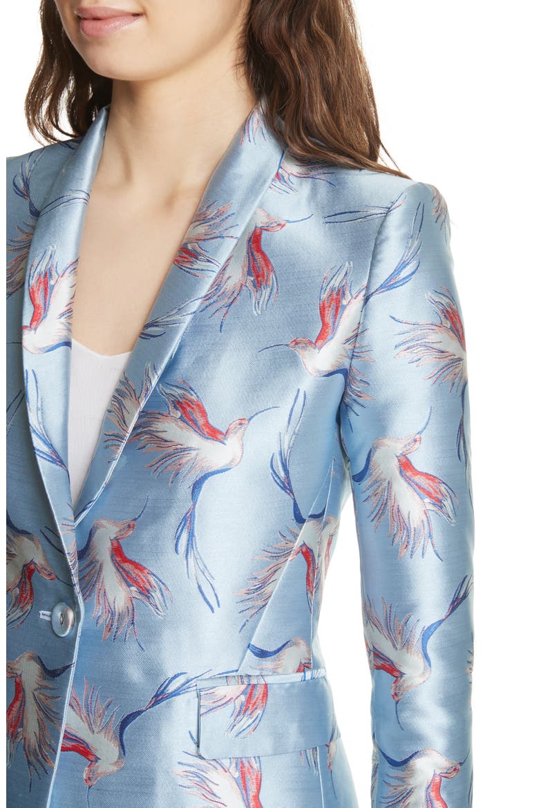 Macey Bird Print Jacket, Alternate, color, DUSTY AQUA/ MULTI