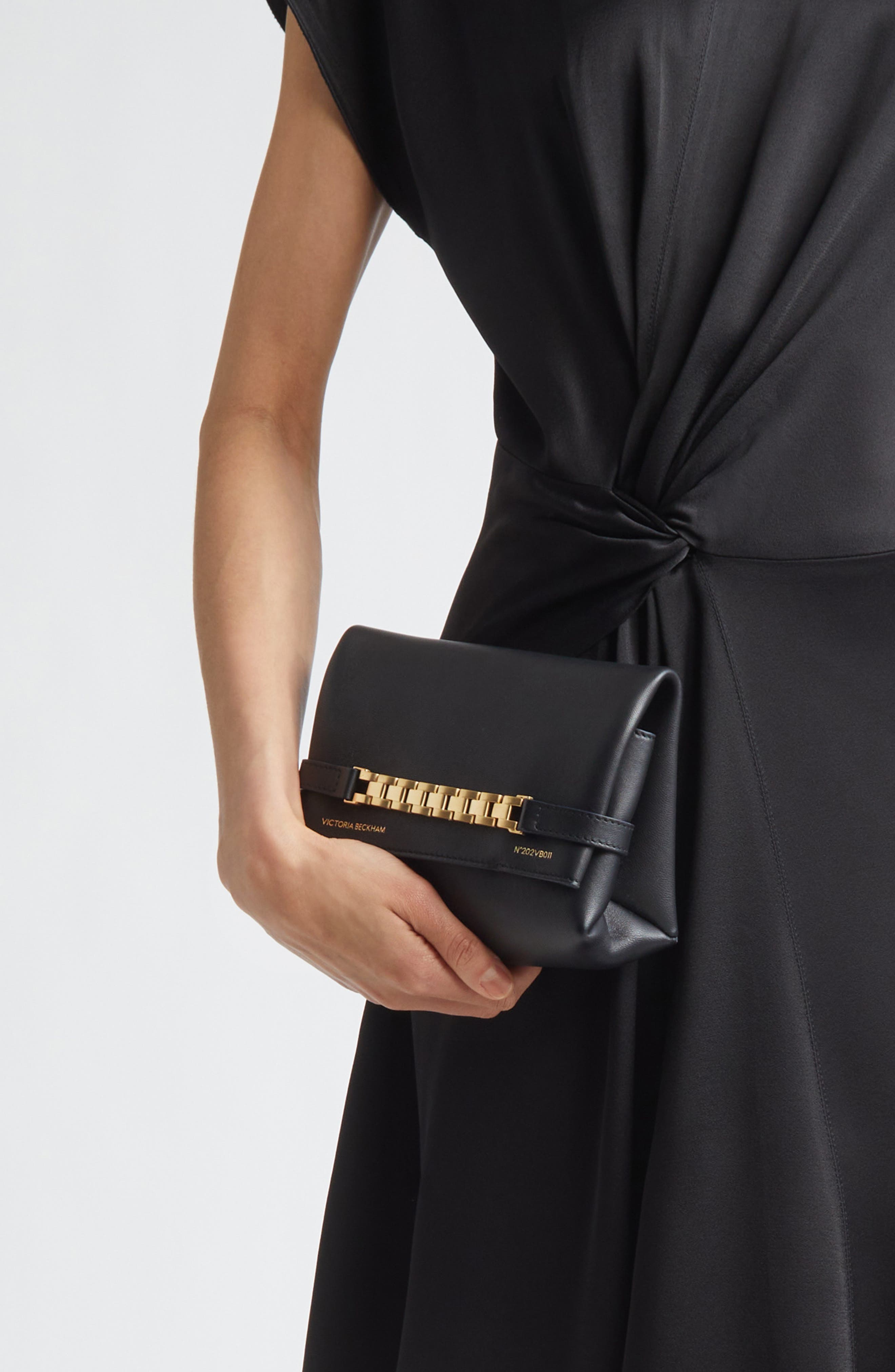 Victoria Beckham Mini Chain Pouch Clutch, Alternate, color, Black