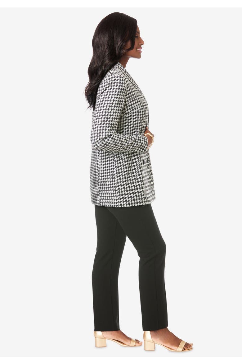 2-Piece Double-Breasted Pantsuit, Alternate, color, BLACK HOUNDSTOOTH