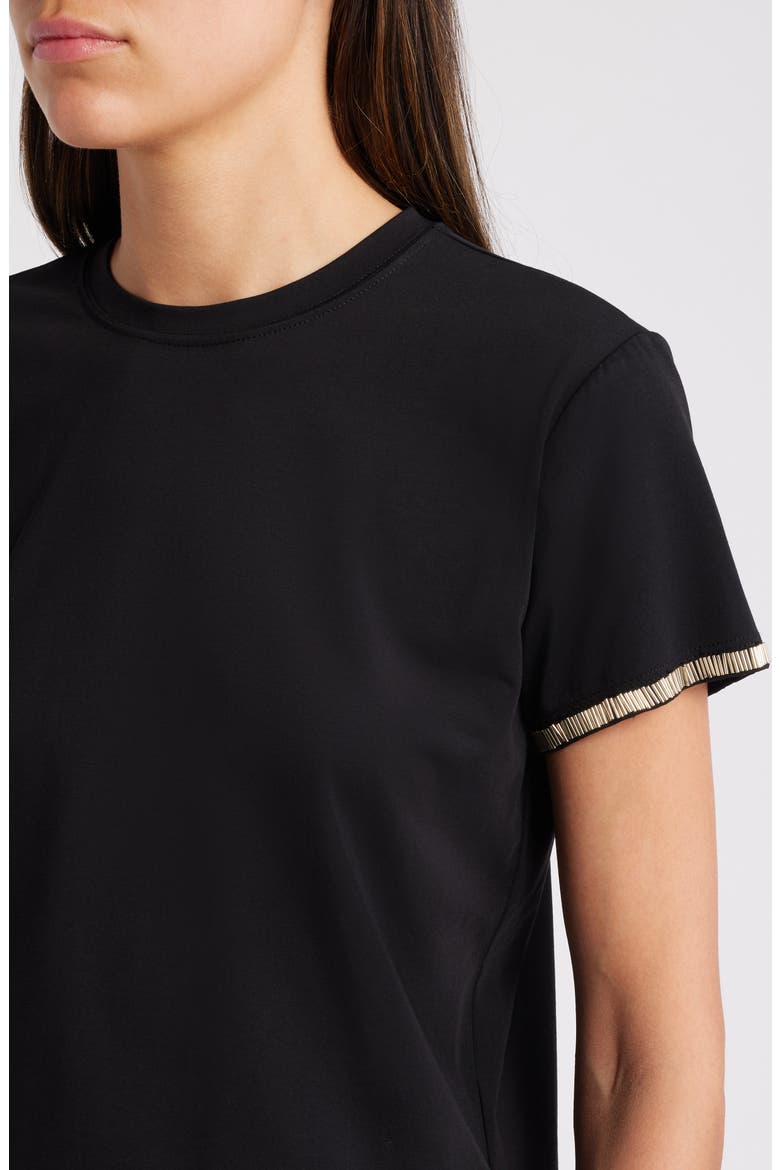 Beaded Stretch Cotton T-Shirt, Alternate, color, BLACK