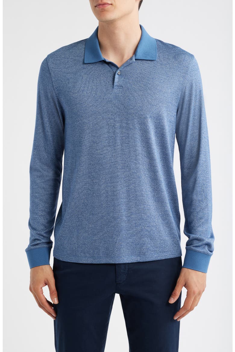 Goris Activate Long Sleeve Polo, Main, color, BLUE DUSK MELANGE