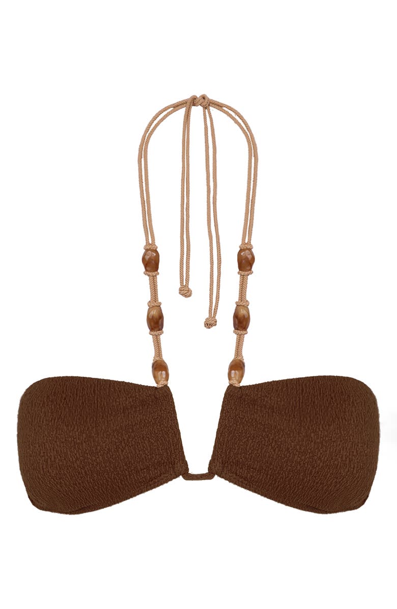 ViX Paula Hermanny Corsica Carol Beaded Bikini Top, Alternate, color, Brown