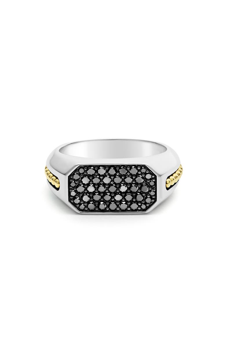 LAGOS Men's Anthem Black Diamond Pavé Signet Ring, Alternate, color, Black