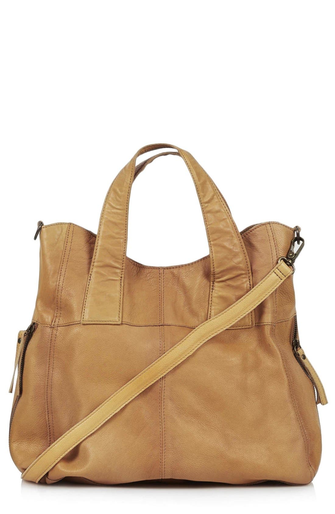 'Alba' Leather Hobo Bag, Main, color, TAN