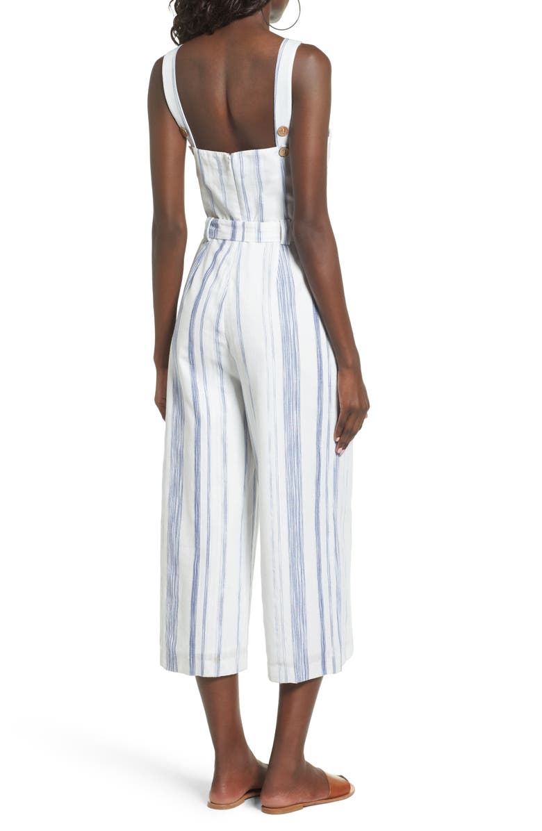 J.O.A. Crop Stripe Cotton Jumpsuit, Alternate, color,