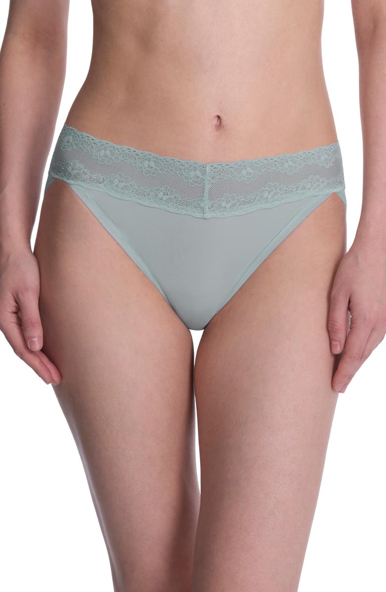 Natori Bliss Perfection Lace Trim One Size Bikini Brief 2-Pack, Alternate, color, Chrome Python Print/Minty