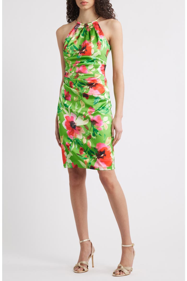 Floral Print Minidress, Main, color, GREEN MULTI