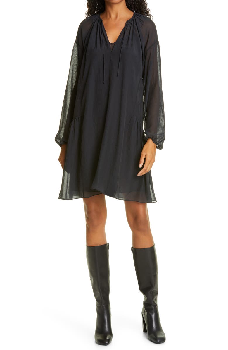 rag & bone Melody Long Sleeve Silk & Cotton Minidress, Main, color, 