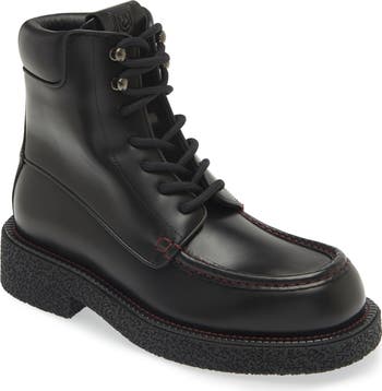 ブーツその他 FERRAGAMO BLACK LEATHER LACE-UP BOOT Ferragamo lace-up Leather Combat Boots | Black | FARFETCH JO