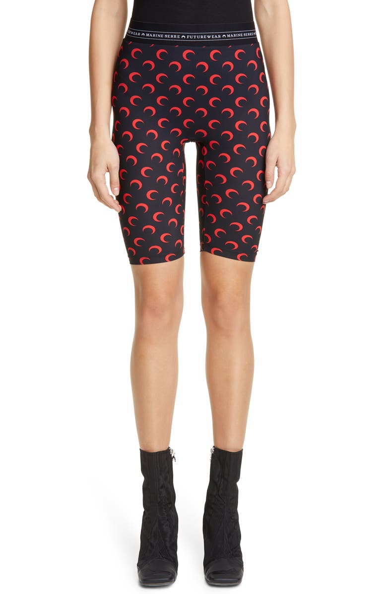 Marine Serre Crescent Print Jersey Biker Shorts, Main, color, 