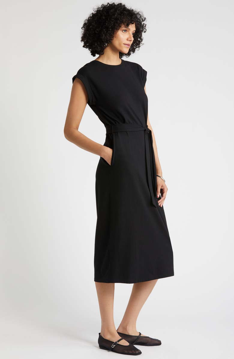 Nordstrom Tie Waist Stretch Cotton Knit Dress, Alternate, color, 