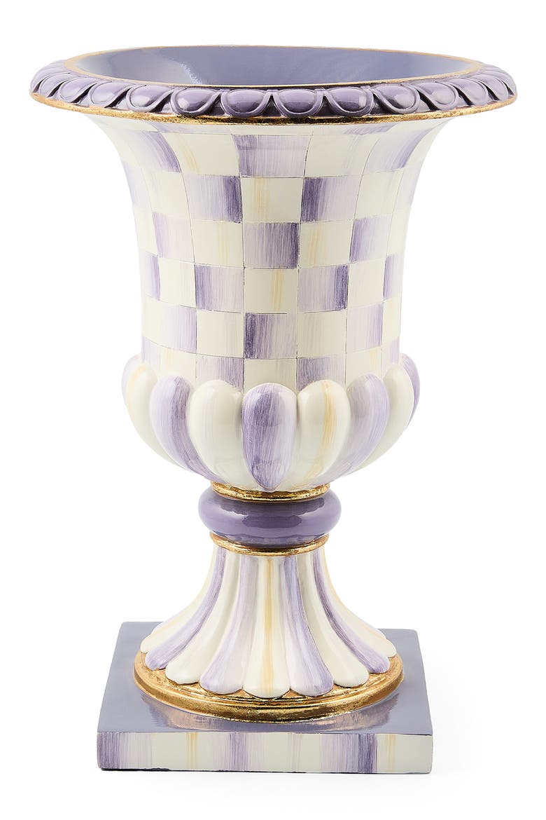 Violet Check Pedestal Tabletop Urn, Main, color, VIOLET